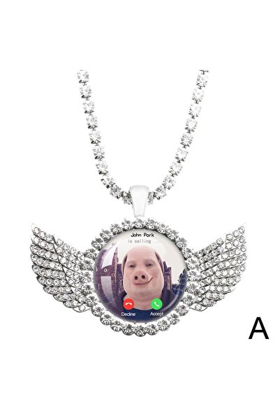 Choice قلادة "إلى جون بورك ينادي" لمحبي الخنازير، بتصميم رسومي، القمر يرد على المكالمات، فكاهة الهاتف، قلادة مضحكة على شكل ملاك.