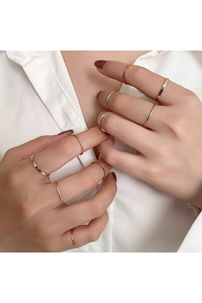 Choice IPA0239-1 مجموعة من 10 خواتم دائرية متوسطة الطول بتصميم عصري بسيط للنس...