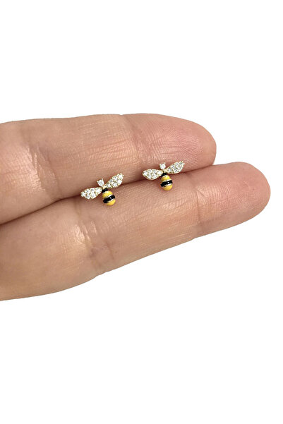 Choice أقراط هويتان الرقيقة على شكل نحلة، لون فضي/ذهبي، E2253، للنساء، مناسبة...