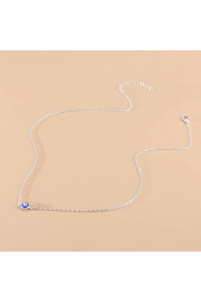 Choice قلادة فضية بعيون شريرة زرقاء عميقة من البحر الأزرق سلسلة معدنية رفيعة ...