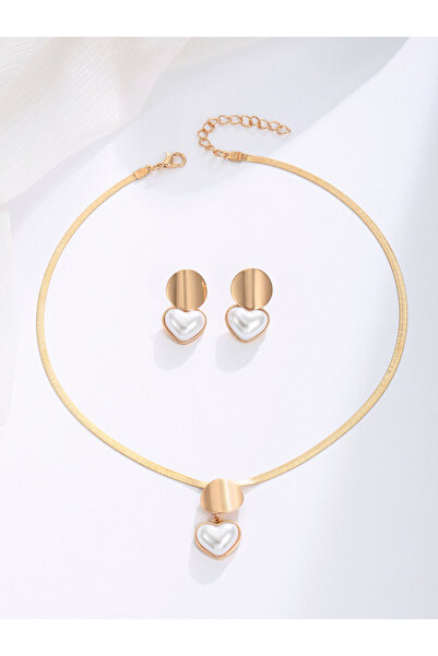 Choice pearl Pair of Heart Shaped Pearl Earrings And Necklace Set Elegant Jew...