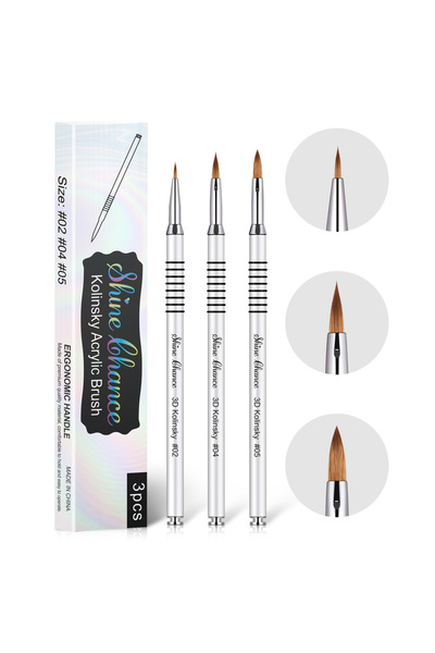 Choice SC019 مجموعة فرش أظافر أكريليك كولينسكي من 3 قطع مقاس 2/4/5 لتطبيق بود...