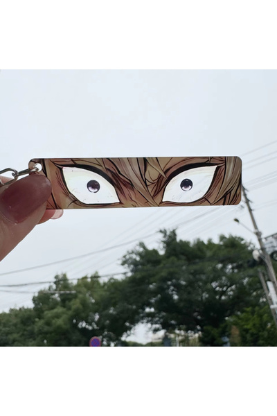Miniso سلسلة مفاتيح K-Demon-19 Demon Slayer Shining Eyes مصنوعة من الأكريليك الشفاف، مستطيلة الشكل، ذات وجهين