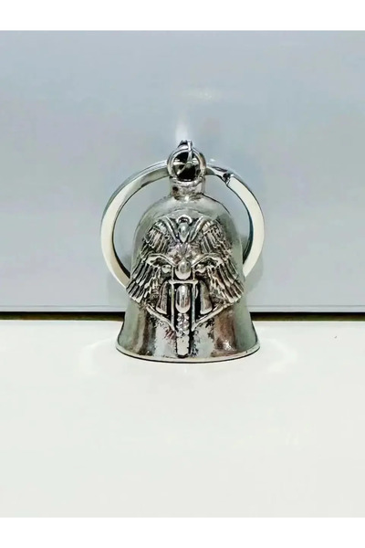 Choice Silver Keychain Men's Angel Wings Motorcycle Bell Keychain Punk Rock S...