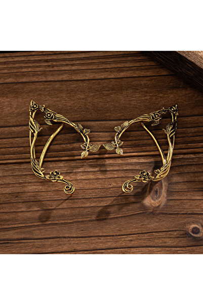 Choice زوج من أقراط ساليركون غوث بتصميم زهور وأوراق شجر رائعة، لون ذهبي، ثقب ...