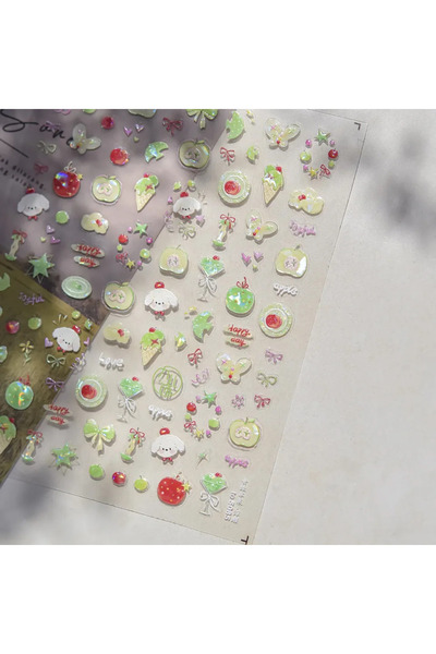 Choice ملصقات أظافر TO5085 لحفلات أعياد الميلاد اللطيفة، كعكة كريم، شموع الفر...