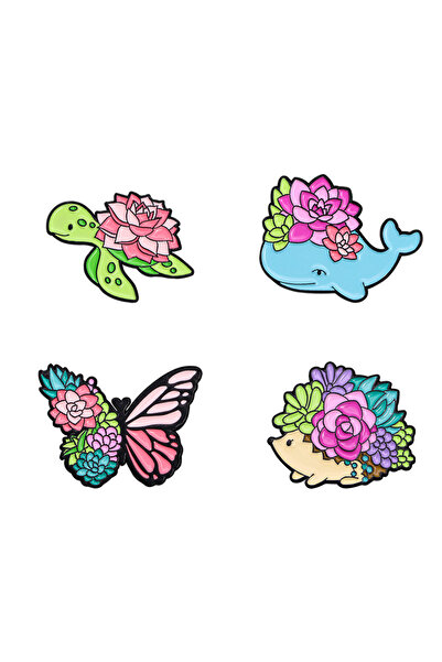 Choice 4 قطع من بروش مينا حيواني ملون على شكل نبات عصاري كرتوني لطيف على شكل ...