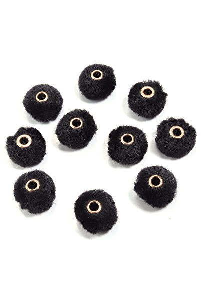 Choice 10 قطع من خرزات كرات الفراء المحشوة باللون الأسود، خرزات بوم بوم متعدد...