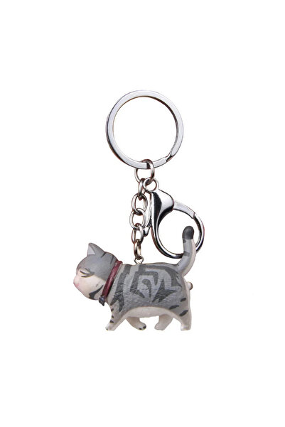 Choice 4.6x4cm Type3 Cute Cartoon Japanese Cat Keyring Round Rolling Simple C...