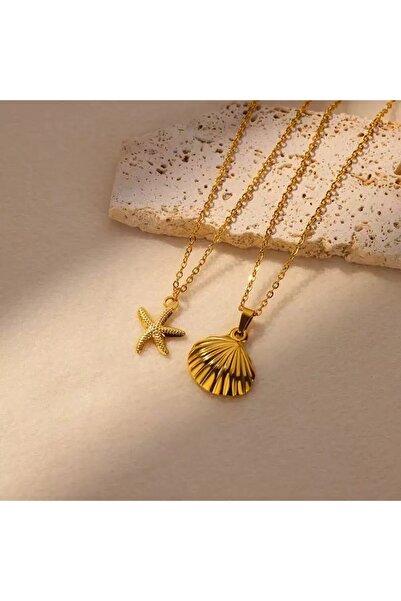 Choice J070138-1 عقد من الذهب على شكل نجمة البحر بتصميم ريترو من قطعتين، قلاد...