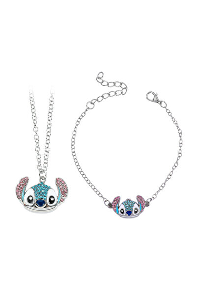 Miniso SL770-XL0955 سوار وقلادة وأقراط بتصميم رسوم متحركة من ديزني ستيتش، مجو...