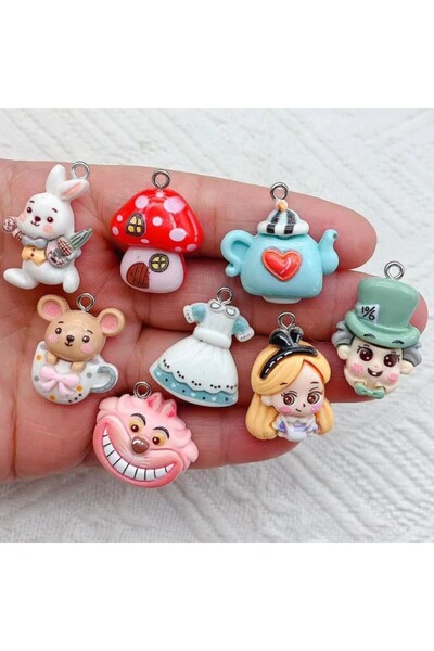 Miniso 10 قطع من أقراط على شكل حيوانات كرتونية لطيفة مصنوعة من الراتنج بلون ذ...