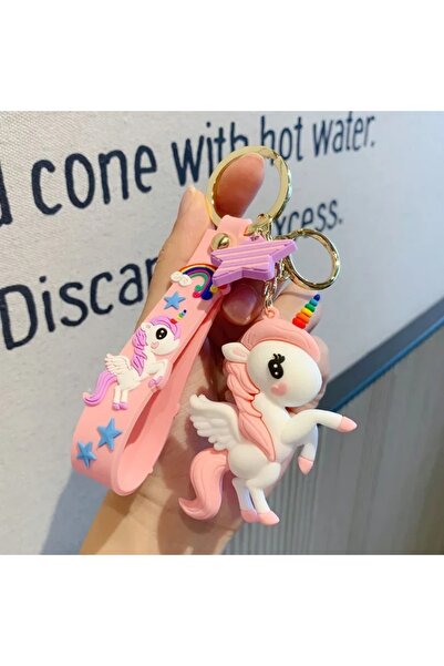Choice 4 Cartoon Rainbow Horse Key Ring Cute Unicorn Car Keychain Pendant Fas...