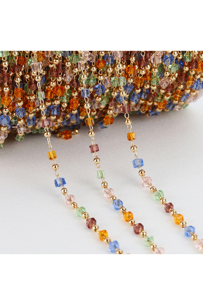 Choice خرز 2.5 مم، كرات 2 مم، سلاسل خرز بوهيمية ذهبية ملونة بطول متر واحد، سل...