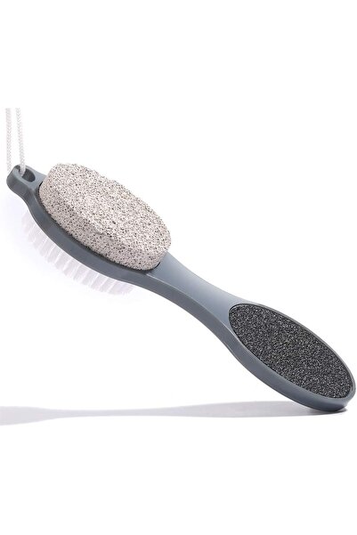 Choice1 أداة باديكير 4 في 1 رمادية داكنة، فرشاة تنظيف القدم، مبرد القدم، مزيل...