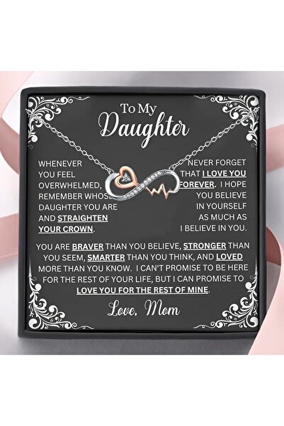 Choice قلادة أنيقة بلونين برمز اللانهاية ونبضات القلب مرصعة بالزركونيا، هدية ...