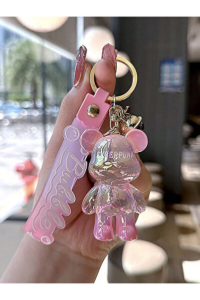Choice pink Creative Personality Gradient Colored Teddy Bear Key Chain Korean...
