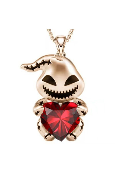 Choice Red Cute Cartoon Ghost CZ Crystal Evil Pendant Necklaces For Korean Fa...