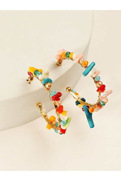 Choice متعدد قطعتين من الخرز الملون من الكريستال المرجان على شكل حرف C على طر...