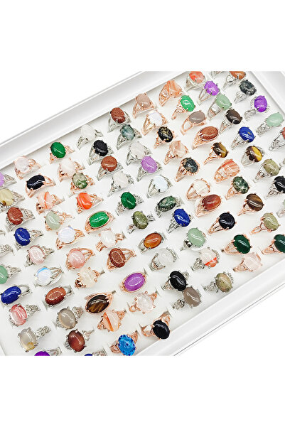 Choice مزيج الحجم (الولايات المتحدة 6-10) 20 قطعة مزيج الألوان 20/50 قطعة/الوحدة الجملة الفاخرة مزيج نمط الحجر الطبيعي خاتم الاصبع
