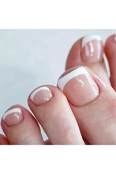 Choice JJP007-Y2-G 24pcs Nude Press On Toe Nails Square Fake Toe Nails Glossy...