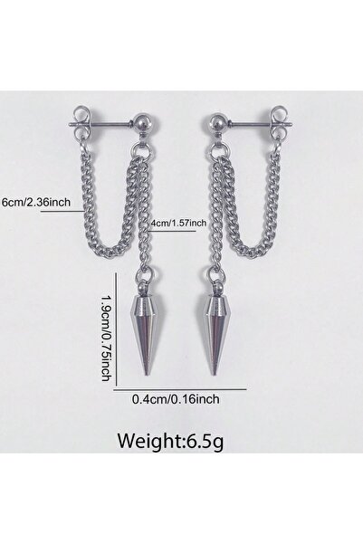 Choice 1 أقراط رجالية طويلة ذات طابع بانك وسلسلة برشام ونمط هيب هوب البارد وأ...