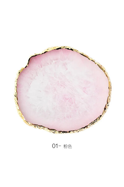 Choice لوحة أظافر دائرية وردية اللون من الراتنج وحجر العقيق مع حامل عرض فني ل...