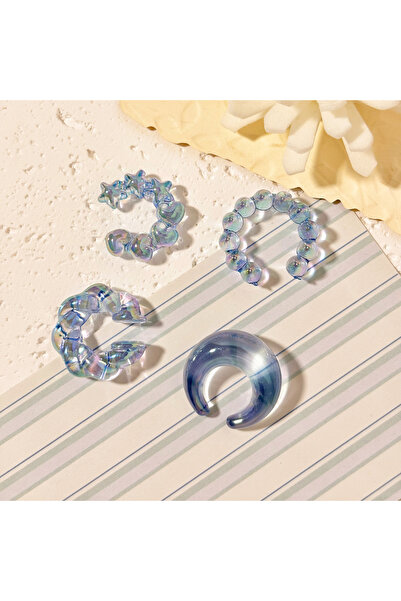 Choice مجموعة من 4 قطع من أقراط الأذن النسائية بدون خيوط، أزياء أوروبية وأمري...