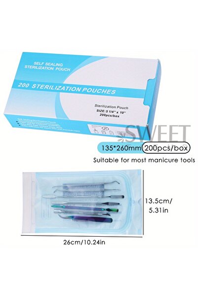 Choice صندوق S322-135x260 مم، 200 قطعة/صندوق، حقيبة تعقيم أظافر للاستخدام مرة...