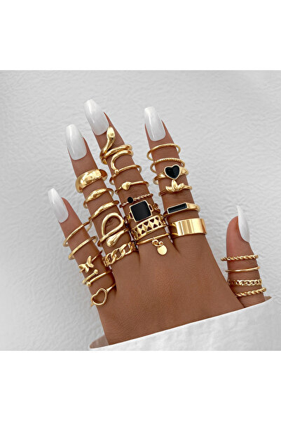 Choice AY5645301 طقم خواتم عتيقة غير منتظمة للنساء، لون ذهبي بوهيمي، فراشة، ث...