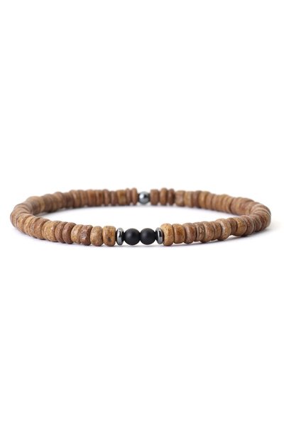 Choice سوار رجالي جديد من خرز جوز الهند الطبيعي من Onyx Noter، سوار خشبي عتيق...