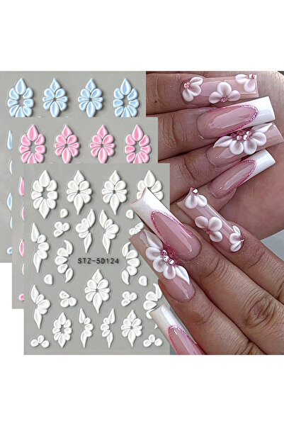 Choice 3 قطع STZ-5D124-26 5D ملصقات أظافر منقوشة على شكل بتلات زهور كرمة لربي...