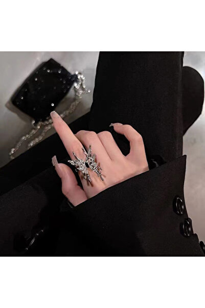 Choice 2 خاتم نسائي قابل للتعديل على شكل فراشة سائلة معدنية عتيقة من Punk Vin...