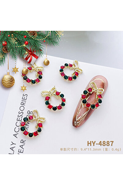 Choice 10 قطع من زينة أظافر إكليل عيد الميلاد الفاخرة، فيونكة وردية، لؤلؤة، م...