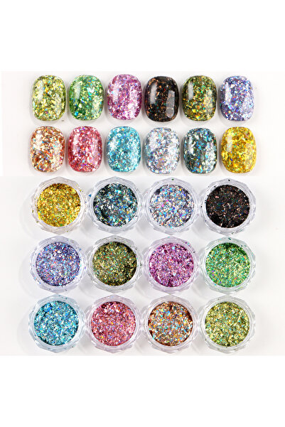 Choice F-216 12 قطعة من فن الأظافر الهولوغرافي غير المنتظم مع الترتر اللامع و...