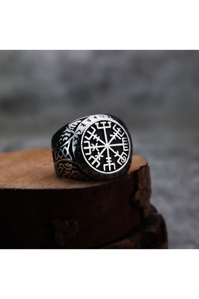 Choice 13 3106 خاتم نورديك فايكنج من الفولاذ المقاوم للصدأ، مرساة، بوصلة، شجر...