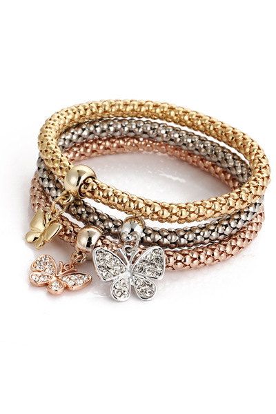 Choice مجموعة من 4 أساور على شكل قلب أنيقة مكونة من 3 قطع للنساء على شكل بومة...