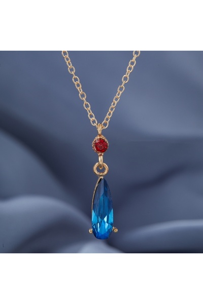 Choice YF0051-1 قلادة وأقراط على شكل قطرات زجاجية خضراء وزرقاء عصرية أوروبية ...