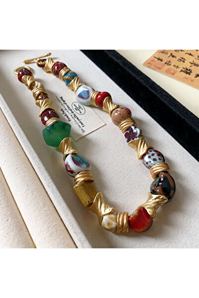 Choice قلادات نسائية عرقية جديدة ملونة من السيراميك مطرزة بأزهار عتيقة غير من...