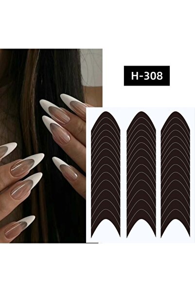 Choice 01 1 ورقة مانيكير فرنسي حافة ملصق أظافر مساعد 6 تصاميم قمر على شكل حرف...