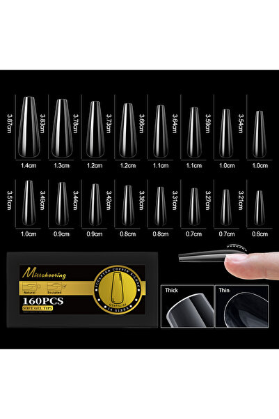 Choice 04-160 قطعة-Coffin-XL S-2XL أطراف أظافر صناعية لامعة منحوتة من الجل ال...