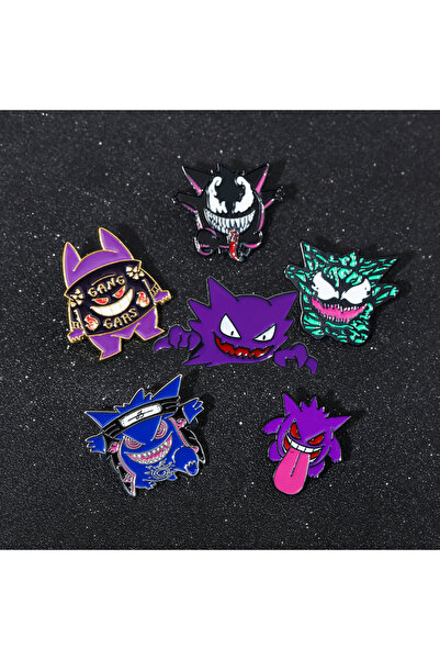 Miniso X00607-01-06 2-6PCS/SET Anime Pokémon Brooch Cute Kuromi Cinnamon Dog Red Purple Beast Pikachu Snorl