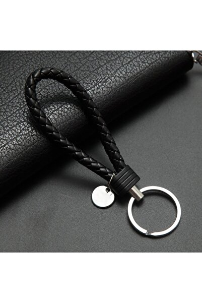 Choice Black Stylish PU Leather Braided Woven Keychain Bag Pendant - A Perfec...