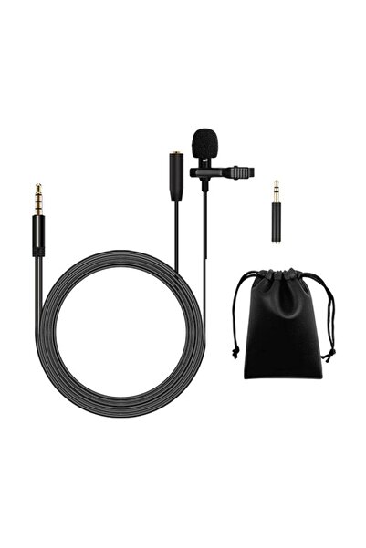 Generic Lavalier Microphone Lapel Clip-on Condenser Mini Mic 3.5mm TRRS Black