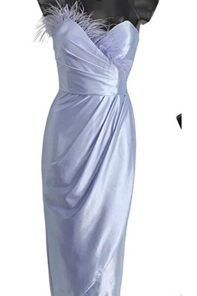 OEMN Women's Satin Midi Dress with Feathers - Clara