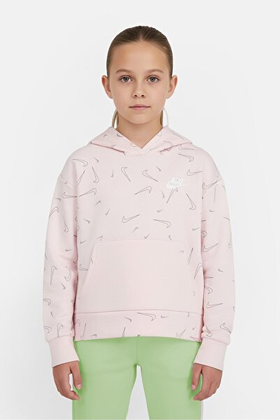 Nike Kids Girls Sportswear Fit Long Sleeve Outdoor Hoodie, Pink