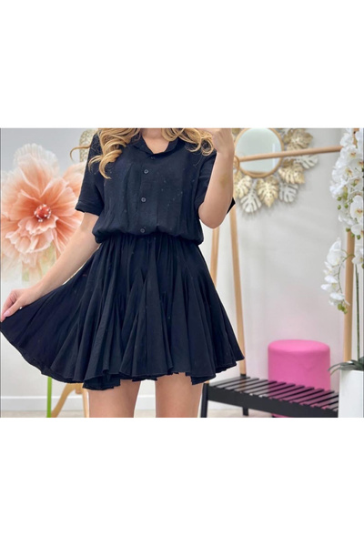 OEMN Rochie scurta din vascoza cu talie elastica – 5 culori vibrante – Single...