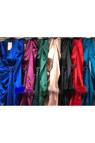 OEMN Rochie de seara din satin Mara cu decolteu in V