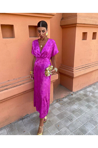 OEMN Rochie din material strălucitor cu modele florale