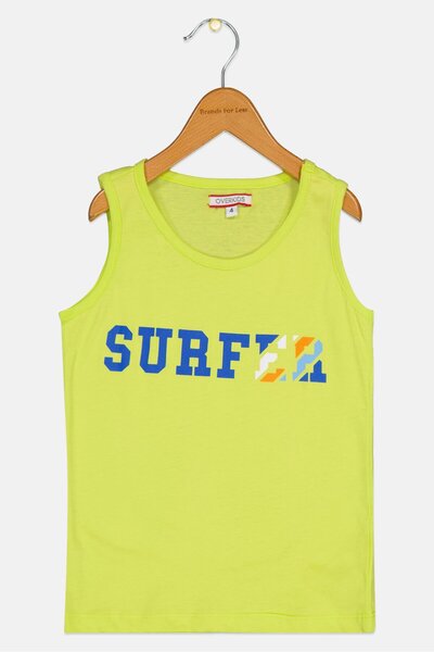 Overkids سترة بدون أكمام بياقة دائرية وطبعة جرافيكية للأولاد الصغار، لون أخضر...